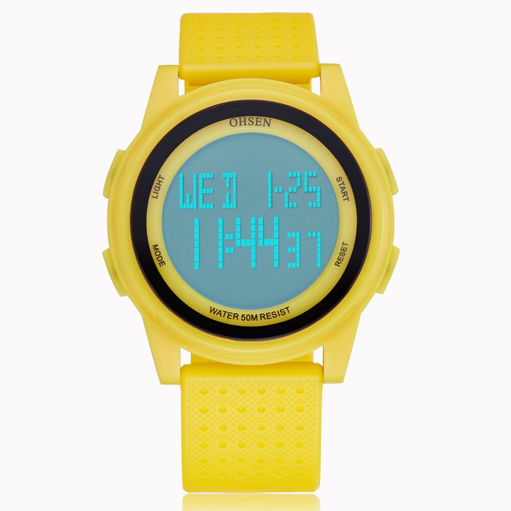 OHSEN Digitale Frauen Sport Uhren Wasserdichte Gelbe LED freundlicher Uhr Multi funktion Junge Mädchen Armbanduhr montre femme