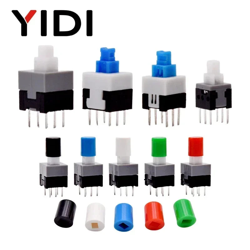 10 Uds PCB tacto Micro Mini botón de enganche encendido apagado interruptor de bloqueo automático DIP tapa de 6 pines 5,8*5,8/7*7/8*8/8,5*8,5mm
