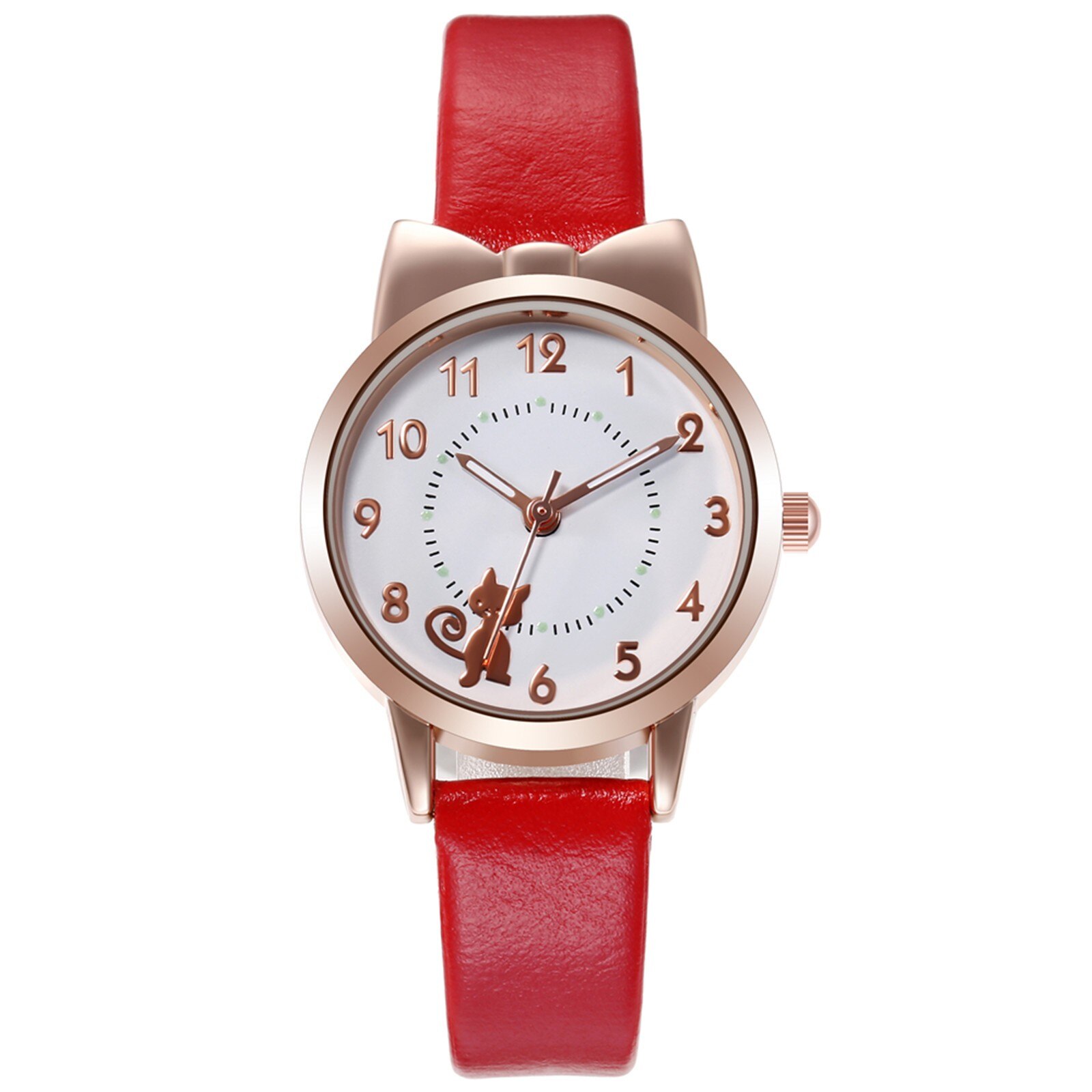 Lichtgevende Pointer Riem Horloge Sleek Minimalistische Mode Met Lederen Band Dial Vrouwen Quartz Horloge Horloge: Rood