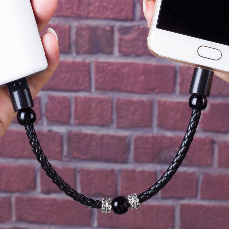 USB portátil joyas cuentas pulsera USB cargador datos pulseras Cable Gadgets para iPhone Huawei tipo C Micro