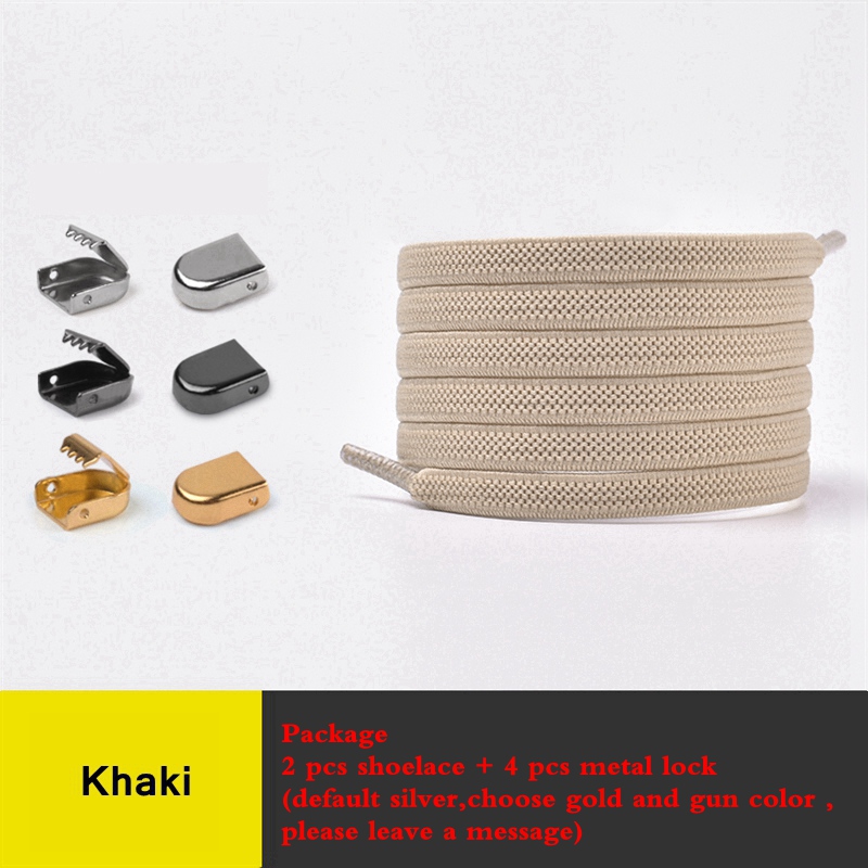 Lacets élastiques rapide sans nœuds à fermoir en métal pour chaussures, lacet plat pour baskets, chaussure de sécurité pour enfants ou adultes unisexes, 1 paire
