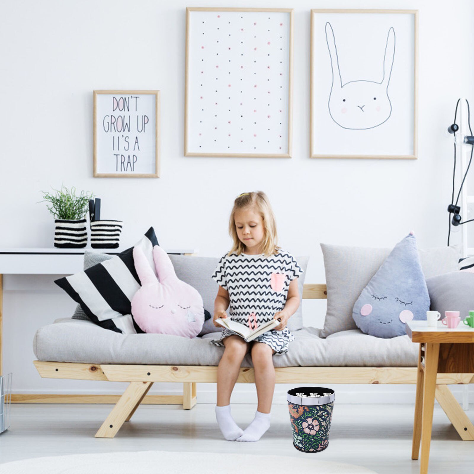 Leather Wastebasket European Style Retro Trash Can Waste Paper Basket Waste Can