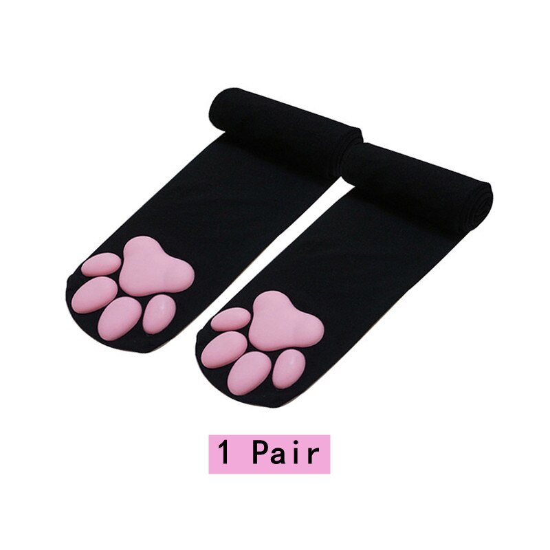 Calze con zampa di gatto per donna calze stampate in 3D Kawaii coscia di cotone alta sopra il ginocchio Cosplay morbido carino sexy: Style1