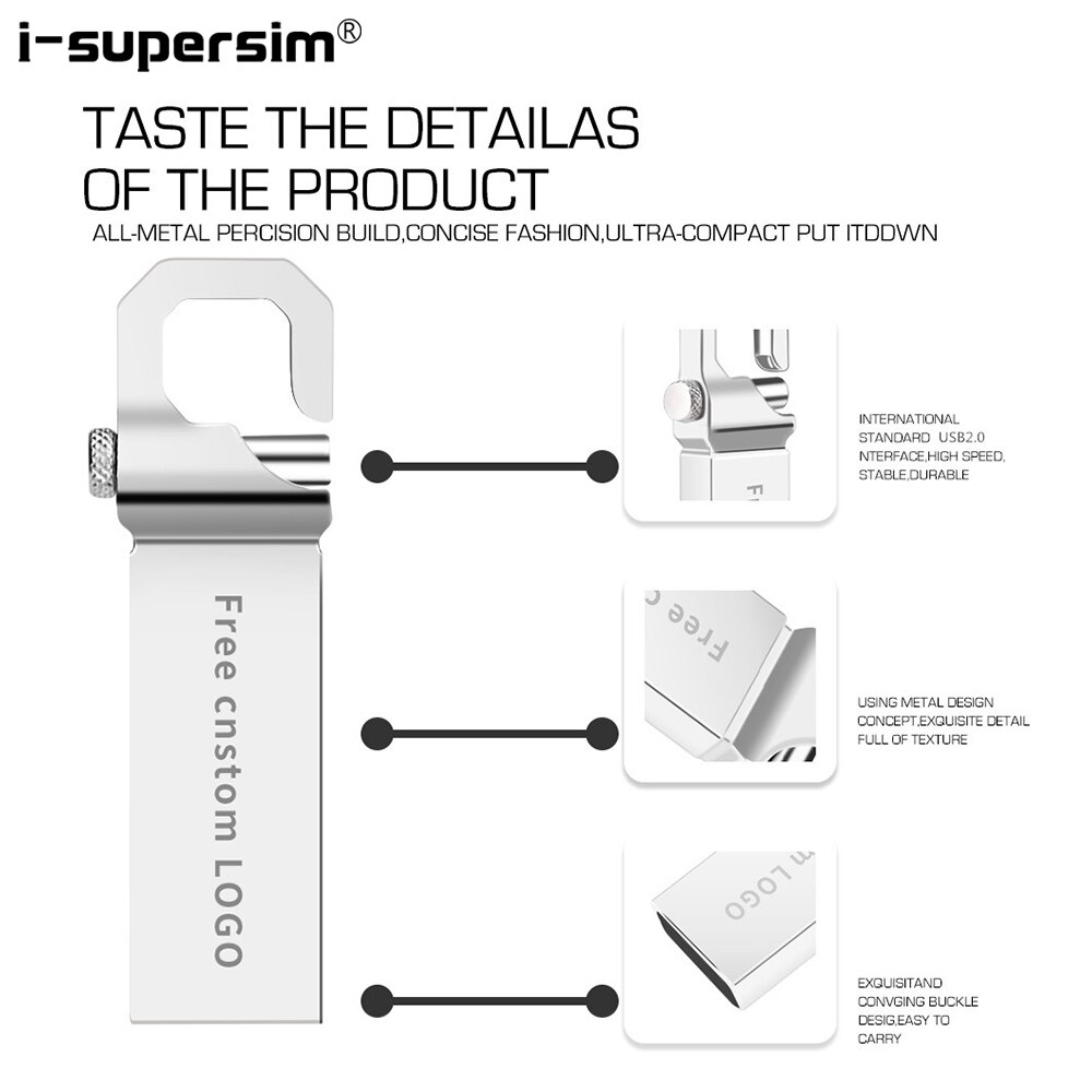 De Metal Pen Drive 32GB Cle Usb 2,0 Pendrive 8G Flash disco Flash Usb 64GB 16GB Memoria Usb Stick de Memoria de 128GB Logotipo de impresión gratuita