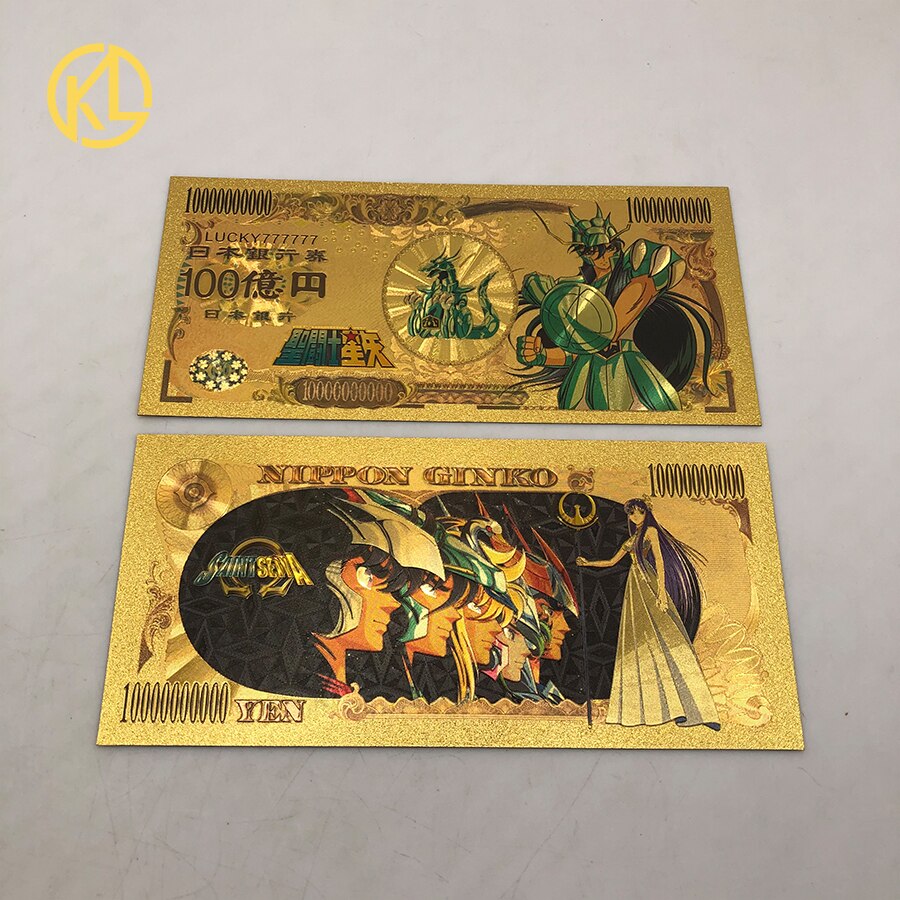 Saint Seiya – billets de banque en or, dessin animé japonais, cartes en plastique, amusant: vert militaire