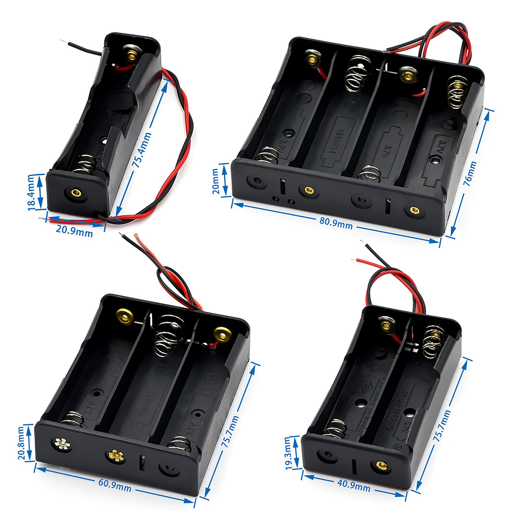 1 2 3 4 sleuf 18650 batterijhouder plastic 18650 batterijhouder met draad zwart voor 18650 3.7v batterijen