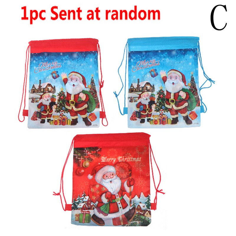 1 pièces père noël sacs à cordon Non-tissé tissu sac à dos anniversaire événement et fête fournitures voyage stockage paquet sacs: C random color