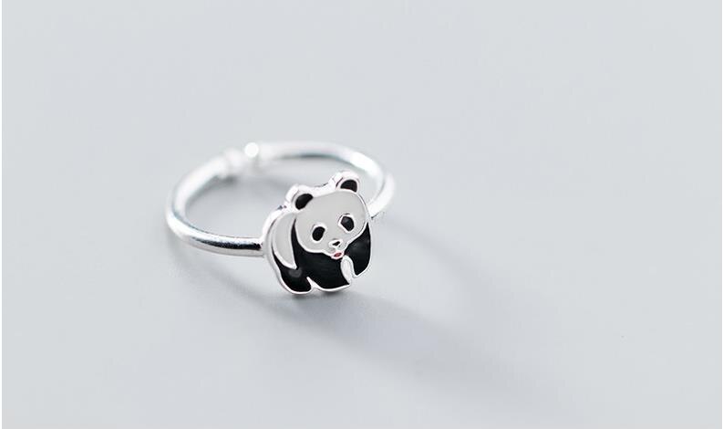 Bohemian Zilver Kleur Panda Ringen Voor Vrouwen Meisjes Grote Vinger Ring Bruids Sieraden Joyas De Plata