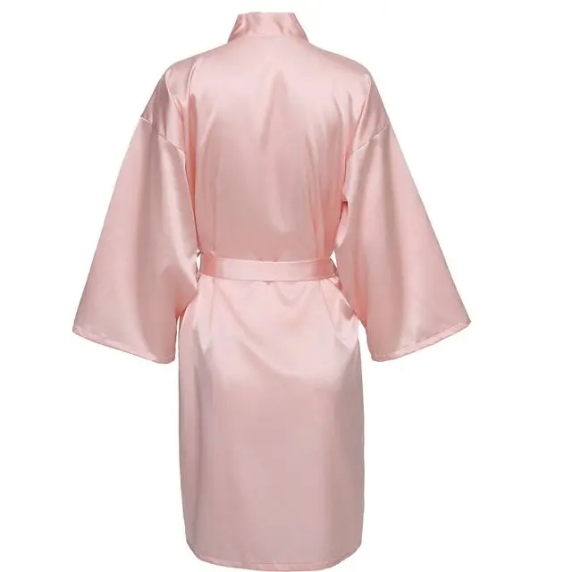 Bröllopsfest brudklänning utan bokstäver kimono satin pyjamas brudtärna enkel badrock  sp088: S / Blå
