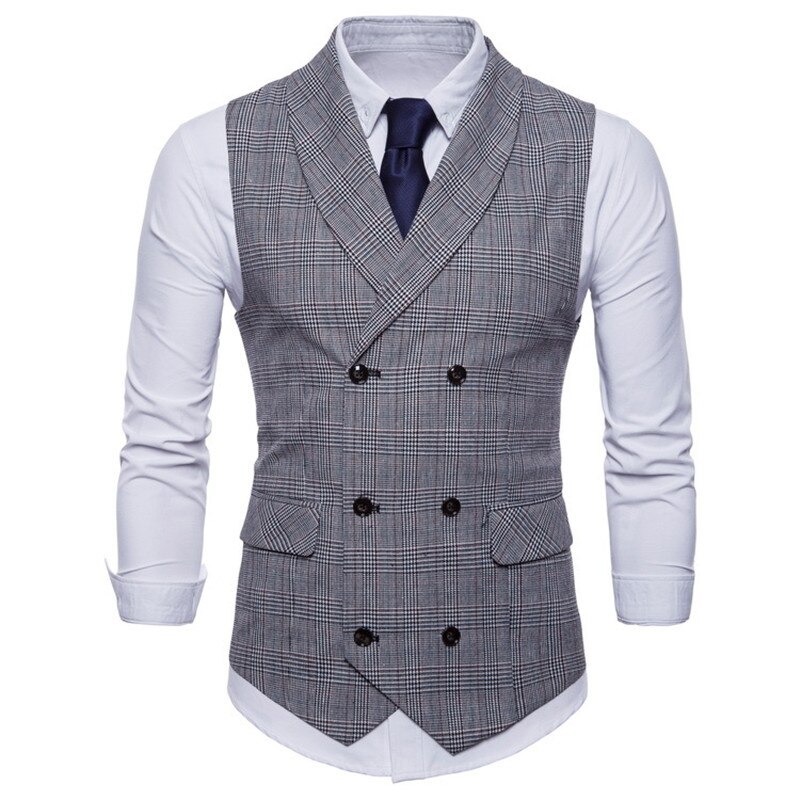 Mærke jakkesæt vest herrejakke ærmeløs mørkegrå/grå/brun vintage tweed vest forår efterår plus størrelse vest