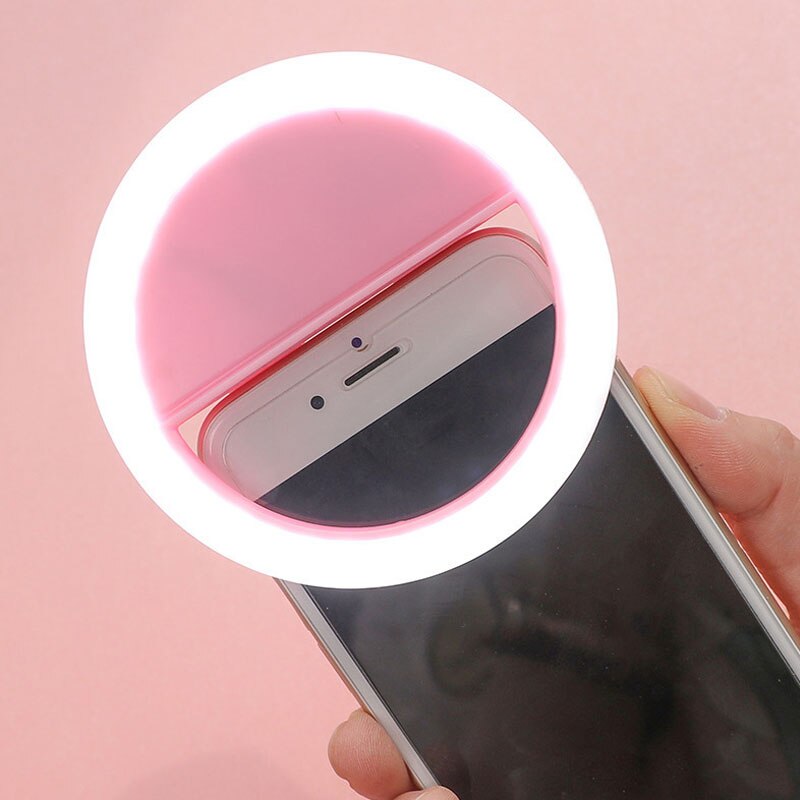 Selfie Led Ring Licht Invullen Draagbare Mobiele Telefoon Leds Selfie Lamp 3 Niveaus Verlichting Lichtgevende Ring Clip Voor Alle Mobiele telefoons
