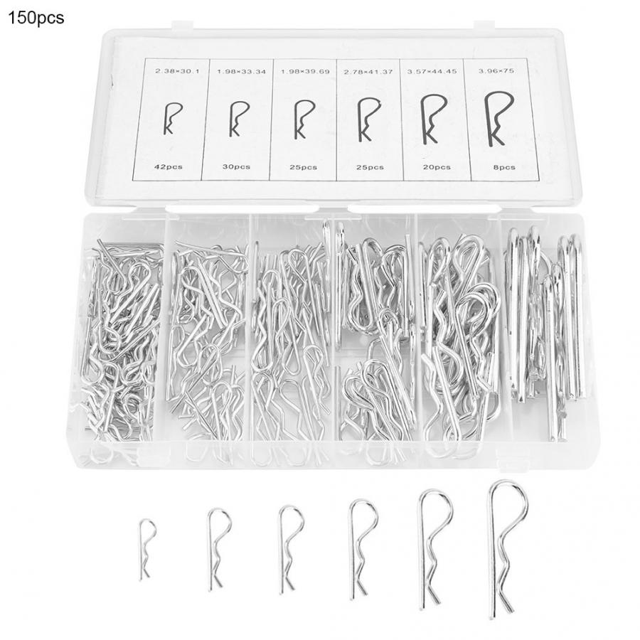 150 Pcs Carbon High Strength Steel R-type Card Hairpin Latch Bolt Cotter Pin dowel pin quick release pin wooden dowels