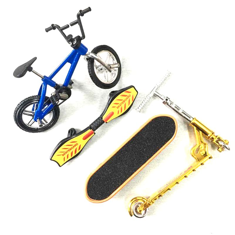 Mini scooter tohjuls scooter børns pædagogiske legetøj finger scooter cykel fingerboard skateboard: Blå