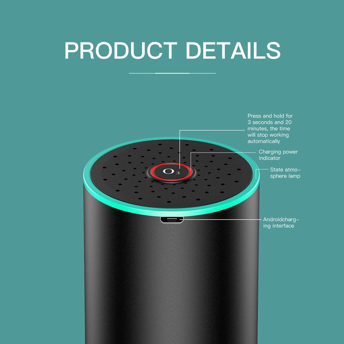 Generador de ozono USB de 800mA, máquina de desinfección de ozono, purificador de aire doméstico para coche, 50 mg/h, Humidificador ambientador automático para coches