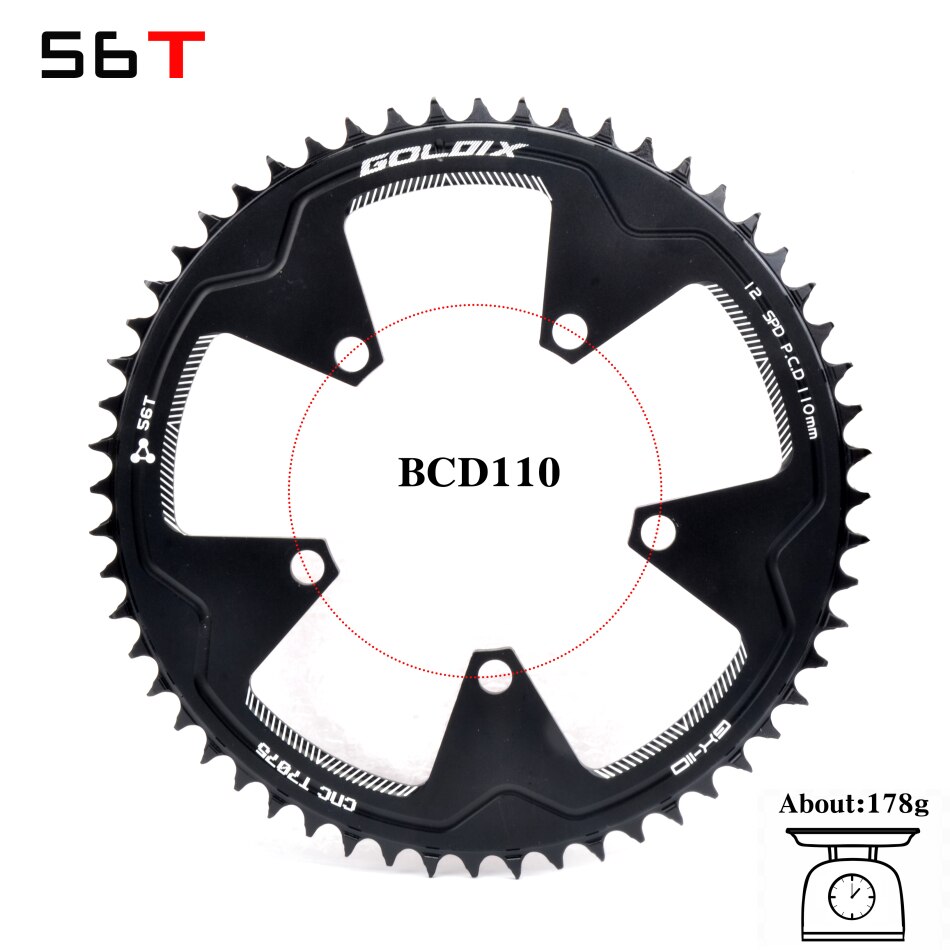 Goldix 110/5 Bcd 110BCD Racefiets Smalle Brede Kettingblad 38T-58T Fiets Kettingblad Forshimano Sram Fiets Crank accessoires: 110 BCD 56T