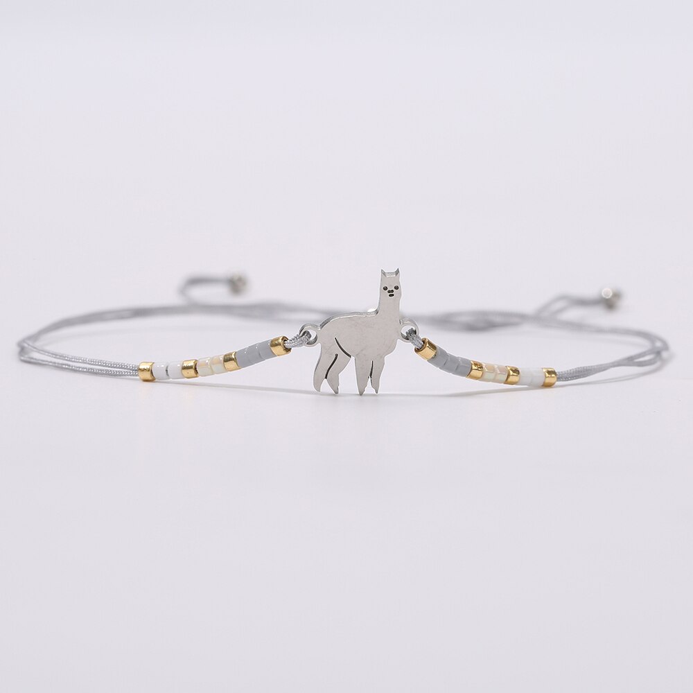 Rttooas Alpaca Charm Bracelets Miyuki Delica Seed Beaded Bracelet Pulseras Mujer Moda Handmade Woven Jewelry: TNB-0007F
