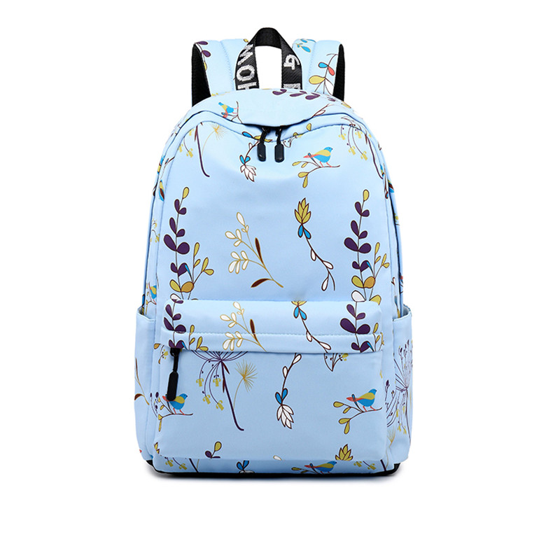 lässig Wasserdichte Frauen Rucksack Blume Druck Mädchen Hochschule Laptop Bookbags Dame Reise Bagpack: Himmel-Blau