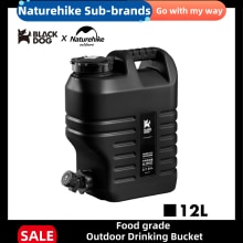 NaturehikexBlack dog Outdoor Water Bucket PE Square Camp Drinking Bucket Portable Car Food Grade Picnic 12L Water Storage Bucket