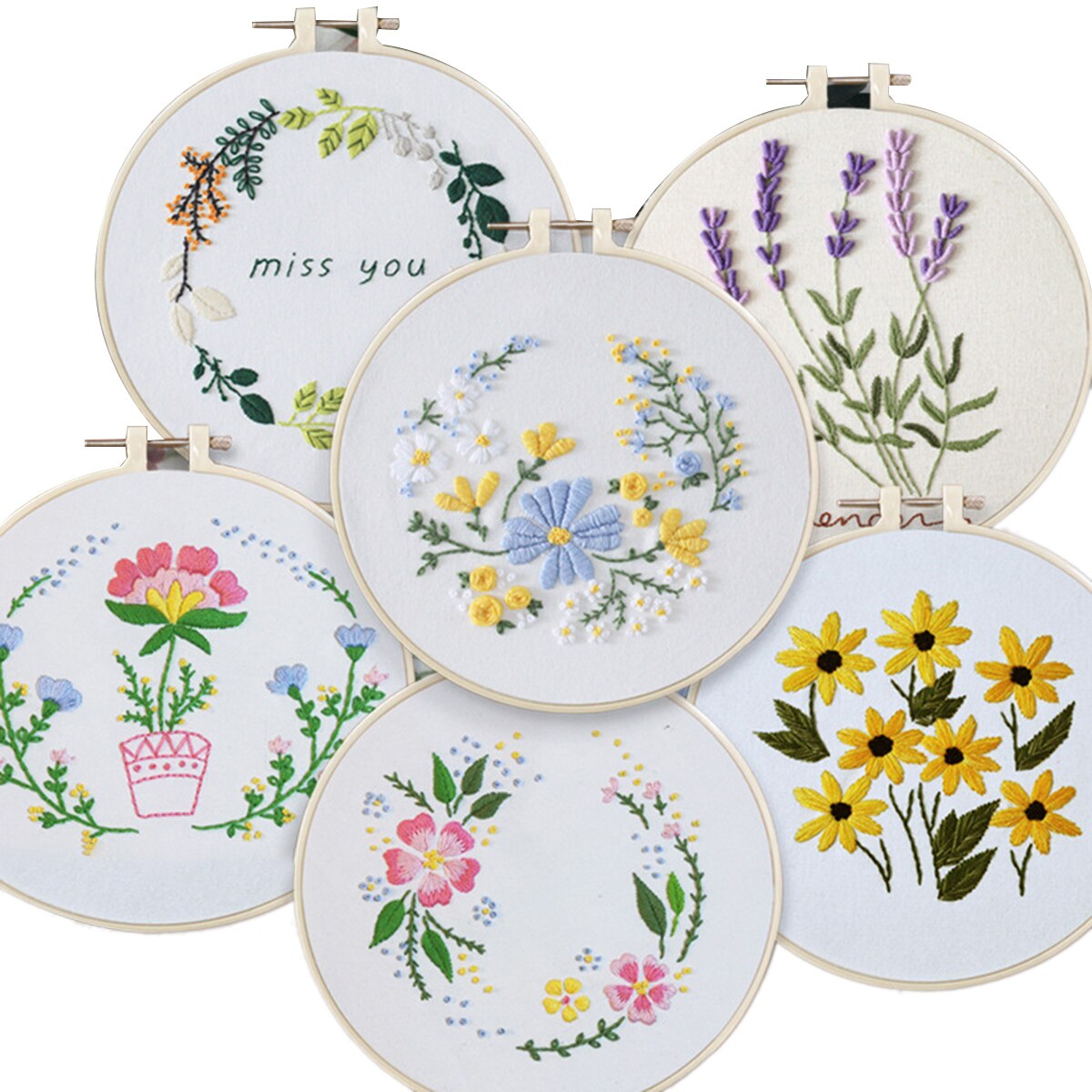 Handcraft Traditional Embroidery Tools Set Sweet Style Flower Grass Leaf Plant Pattern DIY Suzhou Embroidery Supplies Kit