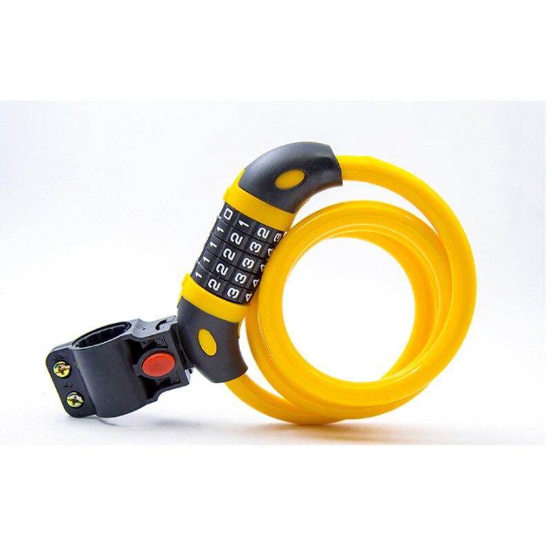 Bike Security Combination Lock 5-Position Coded Resettable Long Steel Cable Locker Protective Tools for Bicycles Scooters: Yellow