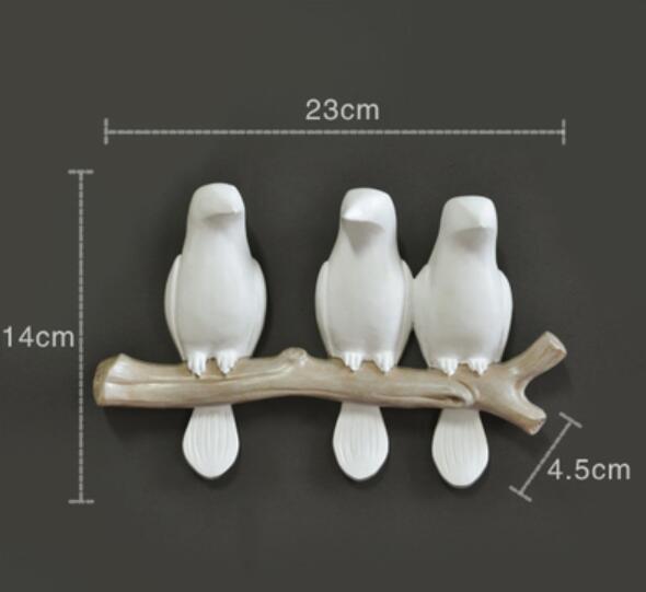 ART BIRD WALL DECORATION BIRD IN TREE BRANCH BRIEF HOME DECOR: white three bird