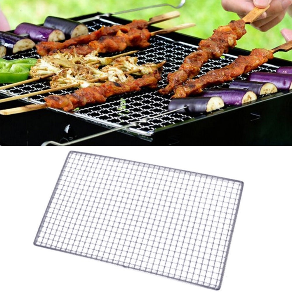 Non-stick Stainless Steel BBQ Grill Mat Barbecue Grilling Pad Churrasco Grill Topper Mesh Net Outdoor Camping Picnics Tools