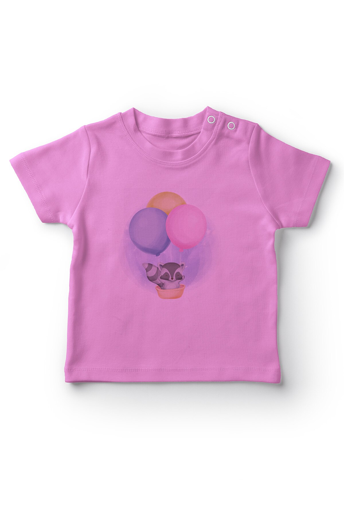 Angemiel Baby Balloons Flying Raccoon Baby Girl T-Shirt with Pink