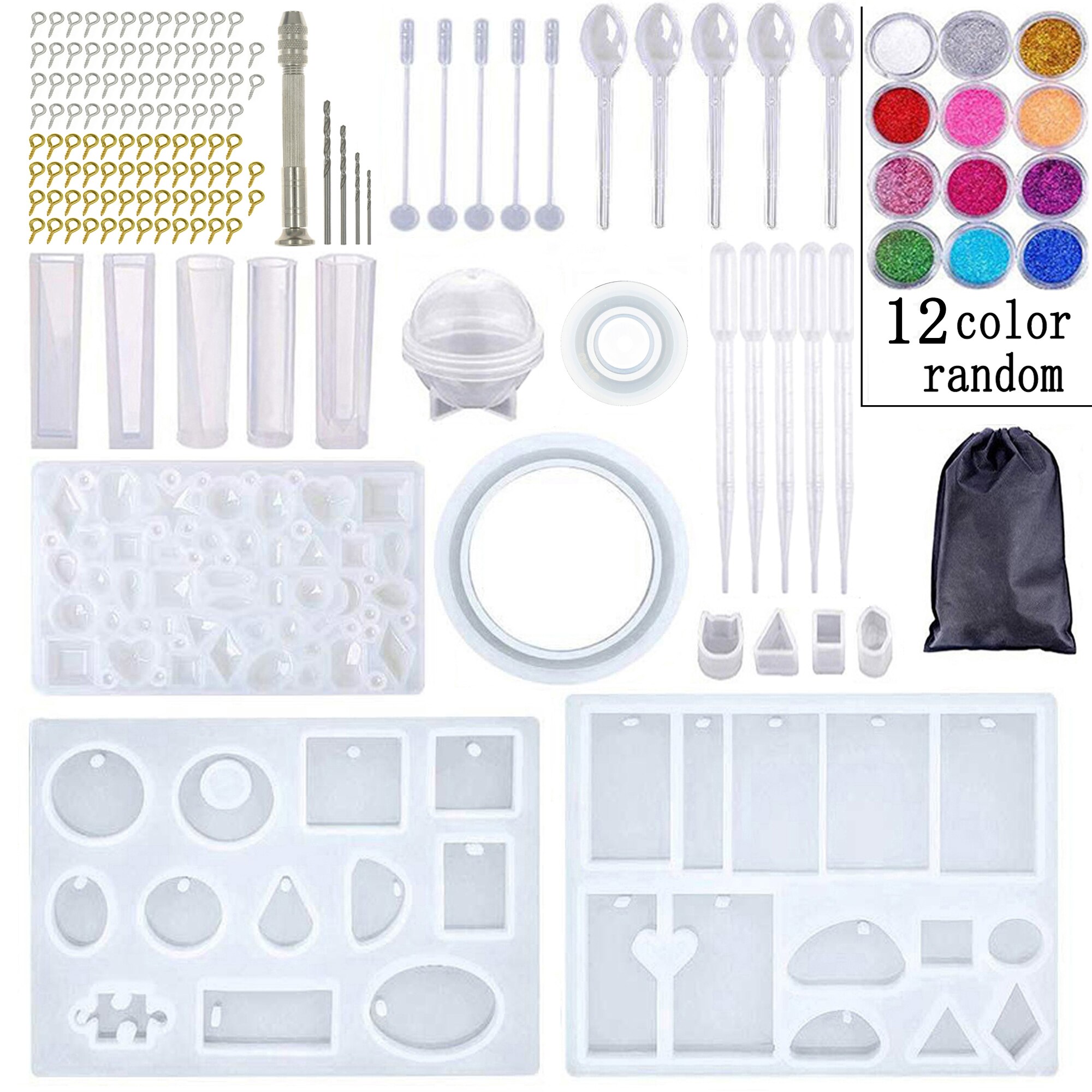 184 pezzi di Stampo In Silicone Della Miscela Bastone Contagocce Catenaccio Gioielli FAI DA TE Che Fanno Gli Accessori Strumenti di Stampi Geometrica Resina Epossidica Combinat: C002