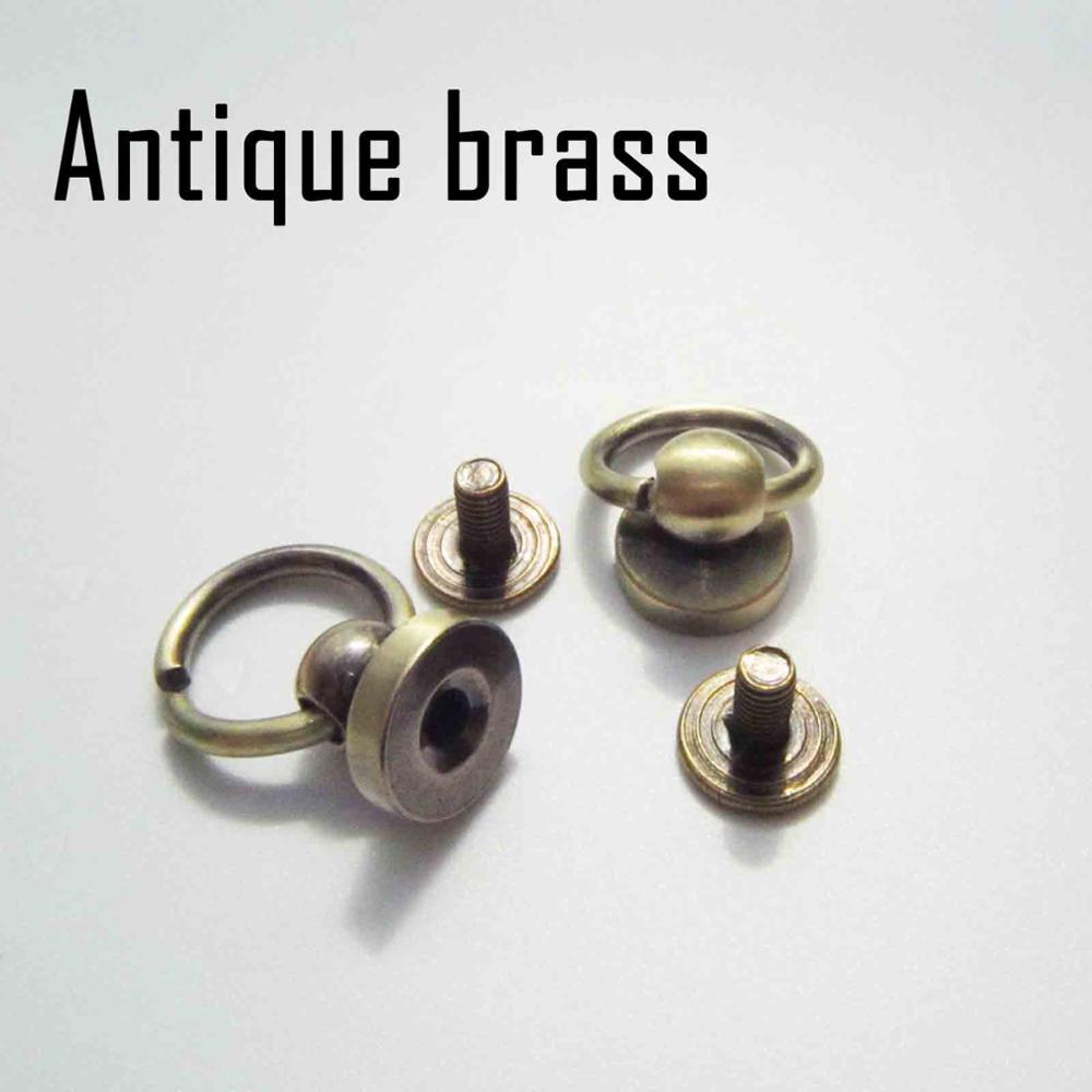 20 pcs Massief Messing Ronde Hoofd O Ring Stud Spot Schroef terug Screwback Leren Tas Riem Leathercraft Chicago Nagel Klinknagel DIY Punk: antique brass