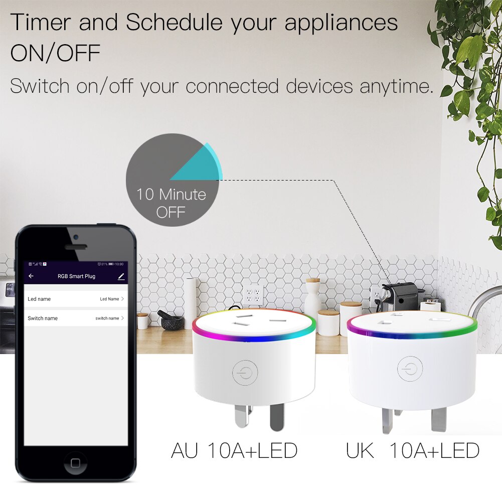 WiFi Smart Plug Outlet Wireless Power Socket Smart Life/Tuya App Remote Control Work with Alexa Google Home No Hub Required UK