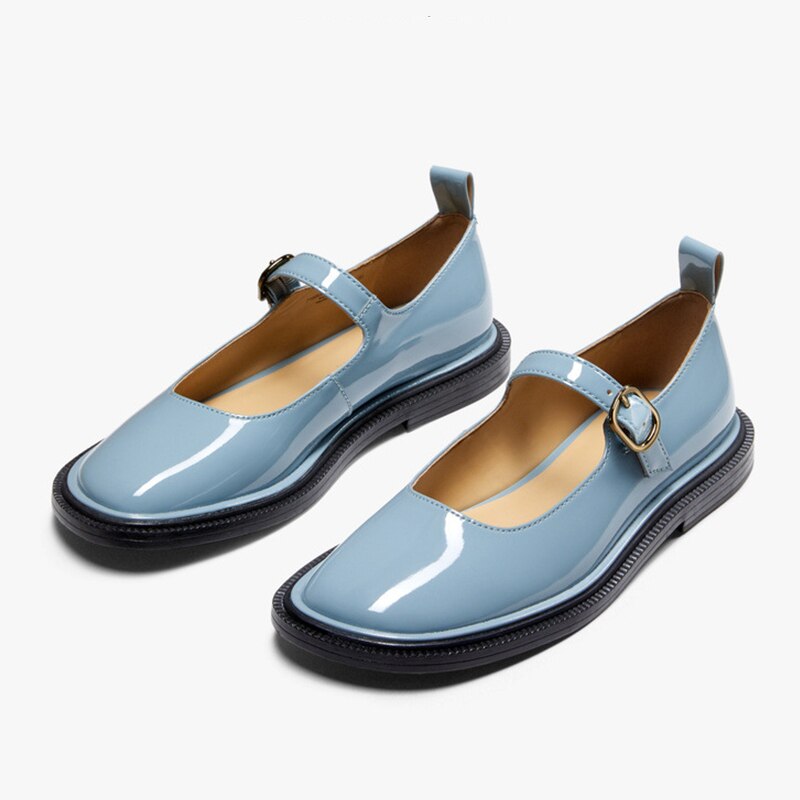 Kvinder oxford flade forårssko til kvinder læder lejligheder sommer brogues vintage slip on loafers afslappede sneakers sko: Blå / 7.5