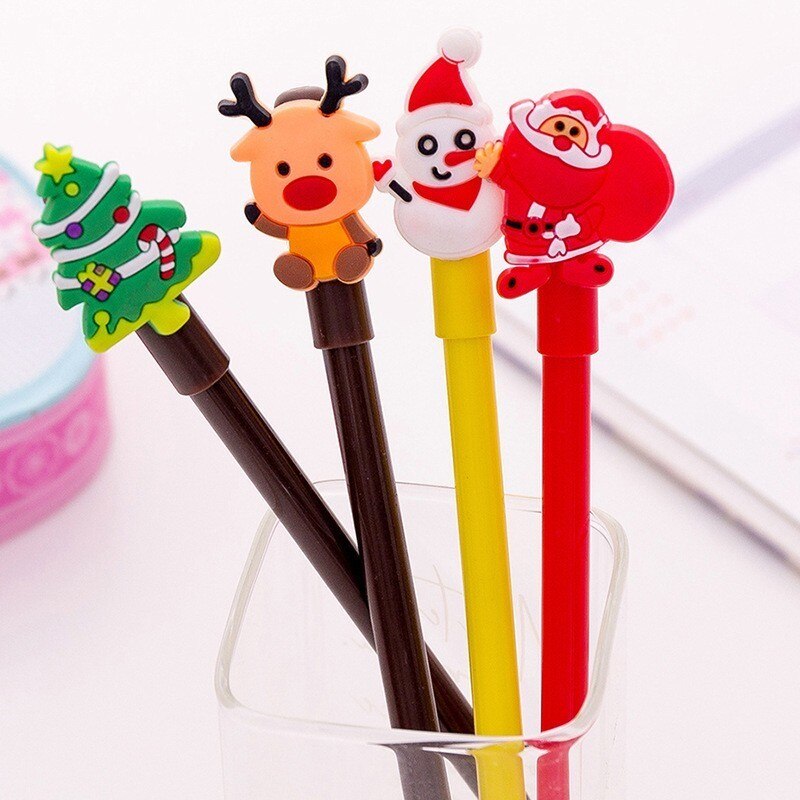 4 Pcs/set Cartoon Christmas Tree Santa Claus Snowman Elk Gel Pens for School Office Supply Escolar Papelaria Gel Pen Stationery