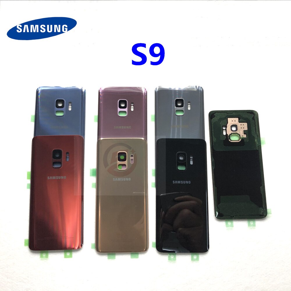 S9 Rear Battery Door Case For Samsung Galaxy S9 Plus G960F G965F Back Glass Housing Cover + Adhesive +Camera Glass Lens Frame