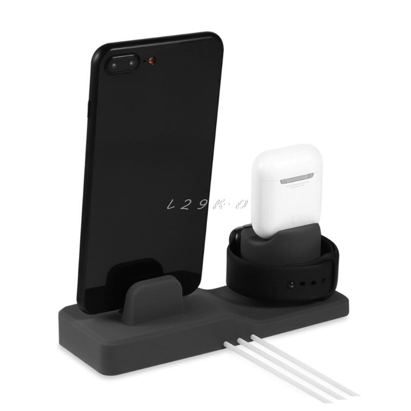 3in1 Silicone Holder For Apple Watch Dock For iPhone X XS XR MAX 6 6S 7 8 Plus Airpods Dock Charger Stand Station Mounts Base