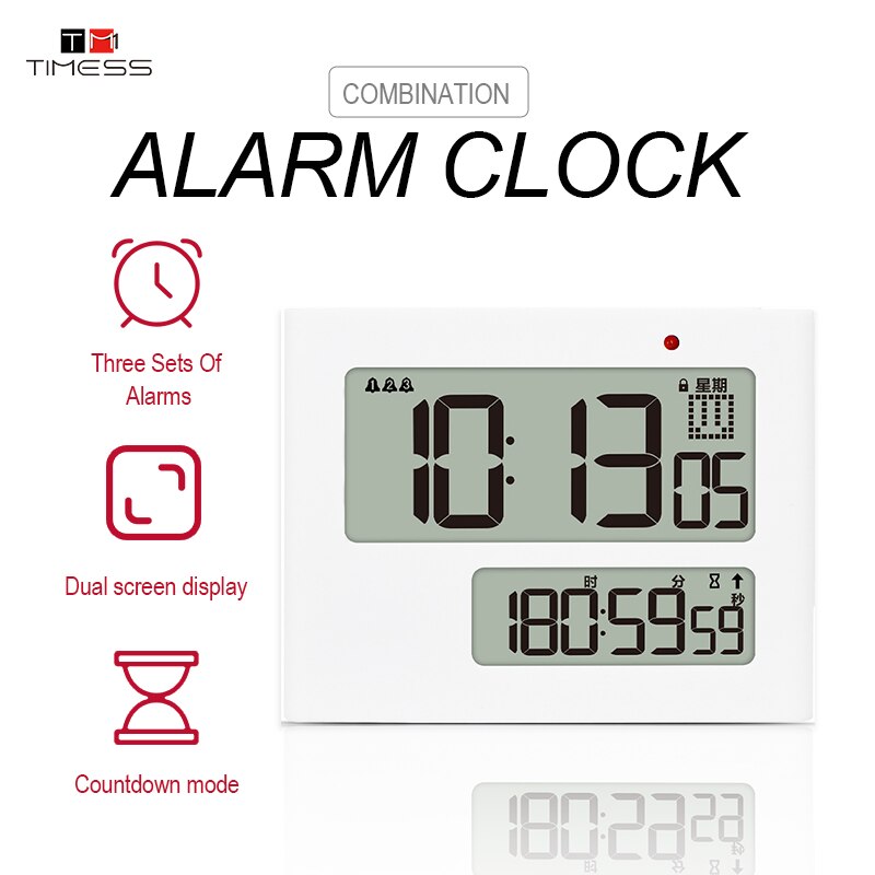TIMESS Small alarm clock timer electronic alarm clock can adsorb snooze function Humidity temperature control alarm clock