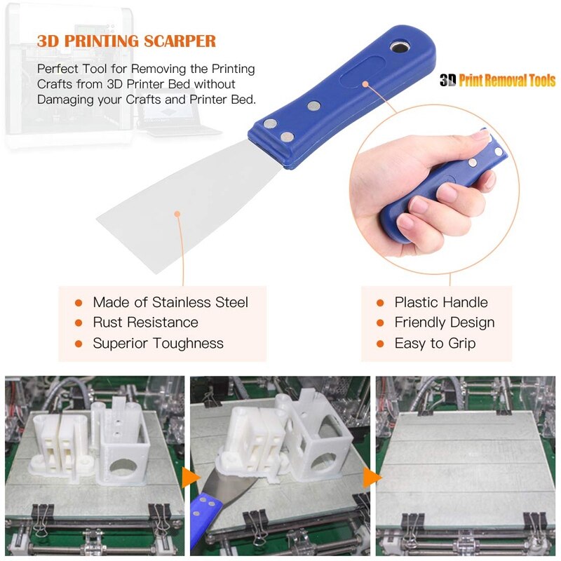 34 Pcs 3D Printer Accessory Kit, Printer Bed Cleaning Tool Nozzle Cleaning Tool Set with Nozzle Hose Silicone Cover Cleaning