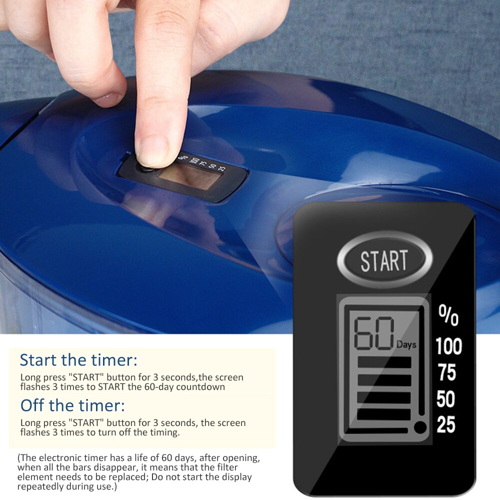 3.5L Water Pitcher Home Activated Carbon Net Kettle Office Water Purifier Food Grade Material Water Filter With Electronic Timer