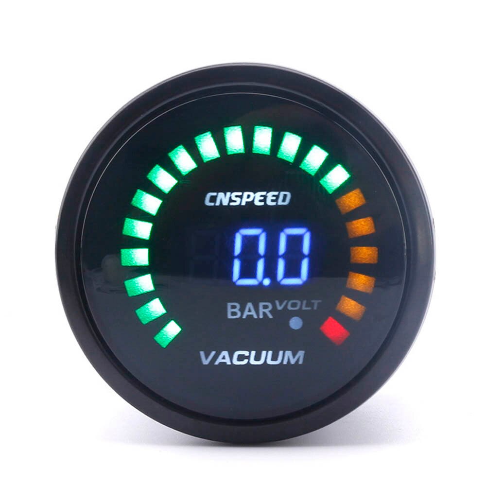 CNSPEED Racing Vacuum Gauge 2 Inch 52mm Leds Digital Car Vacuum Bar Meter Analog Car meter YC101340