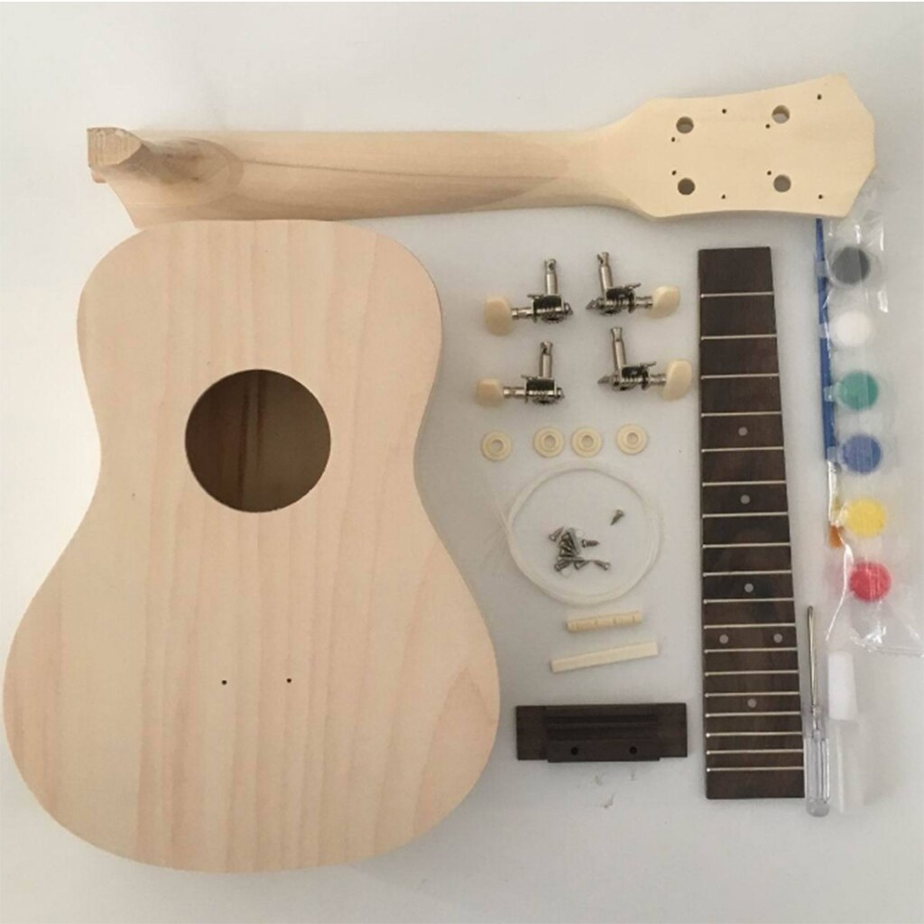 Ukulele hawaïen en bois fait à la main, 23 pouces, ensemble de bricolage, Instrument à cordes exquis avec touche en bois de rose, accessoires Uke