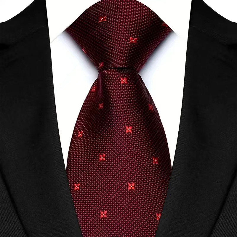 Cravate de luxe pour hommes, 8CM, couleur rouge, rayures à pois, couleur unie, Paisley, pour marié, tissée en Jacquard, pour fête d'affaires et de mariage: Or