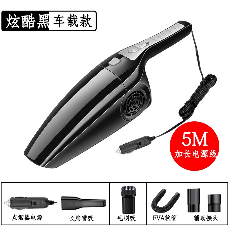 Portable Vacuum Cleaner for 12V Car Vacuum Cleaner Car Aspirateur Voiture Handheld Vacuum Cleaner For Car Auto: Black