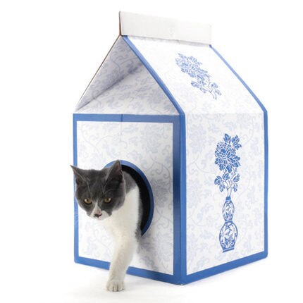 Boîte à lait en carton ondulé pour chat, jouet de lit pour chaton, mignon et tridimensionnel, fournitures pour animaux de compagnie: A6
