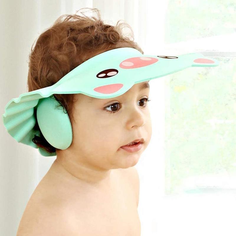 Gorro de ducha para bebé, ajustable, de silicona, suave, T1Z4