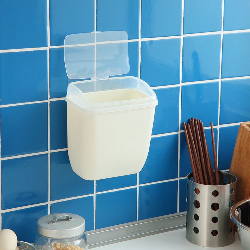 Waste Bin Kitchen Cabinet Door Hanging Trash Bin Trash Can Wall Mounted Trashcan for Bathroom Toilet Waste Storage#T2