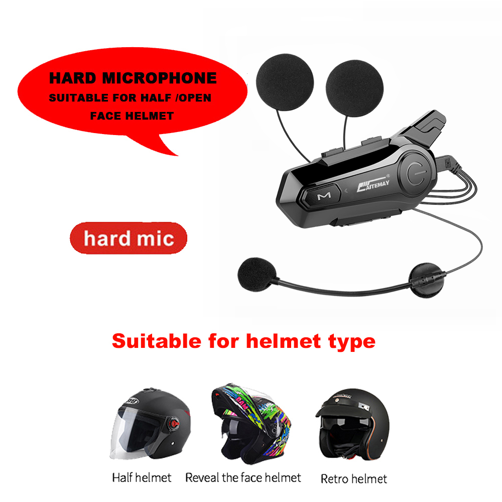 E1 Bluetooth Gegensprechanlage Motorrad Helm Bluetooth Headset Für 2 Reiter Intercomunicador Moto Sprech Headset Drahtlose: 1 x schwer mic