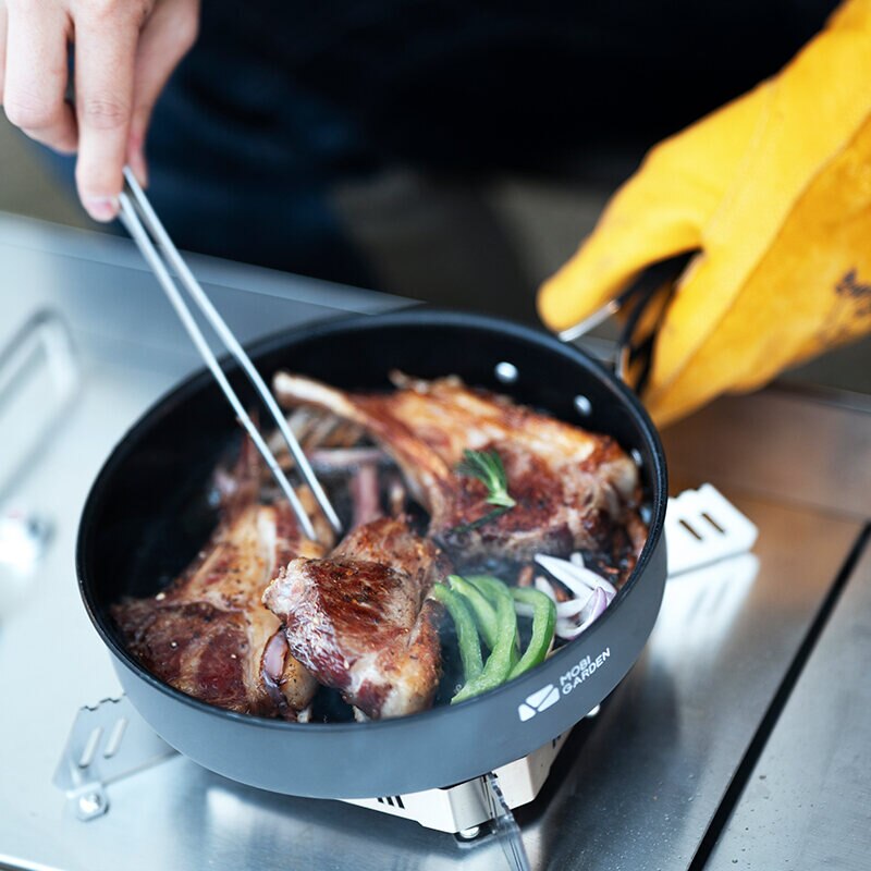 MOBI GARDEN Frying Pan Outdoor Camping Folding Frying Pan Frying Pan Steak Pot Portable Pan BBQ Supplies
