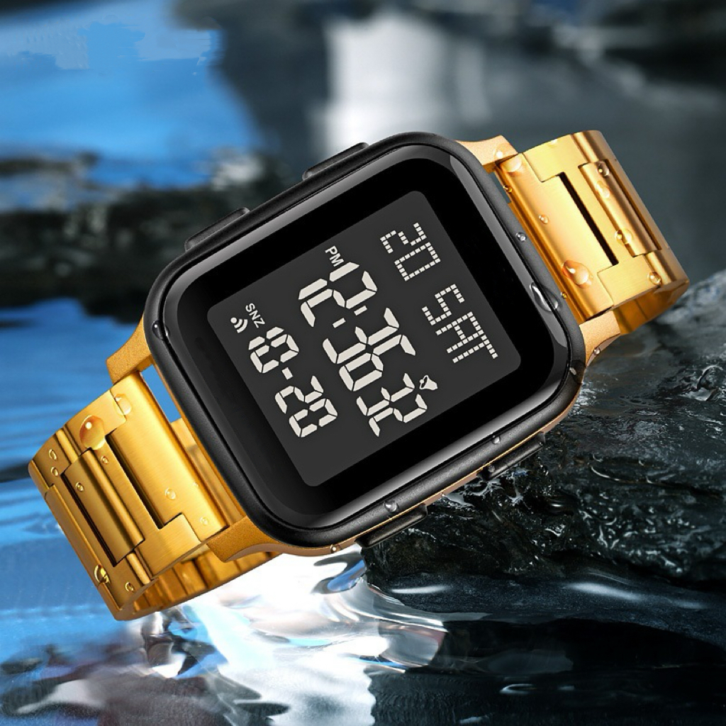 SHUAIKE Digitales Sportuhr für Herren - Wasserdicht Edelstahl, LED-Anzeige, lässig Elektronische Armbanduhr