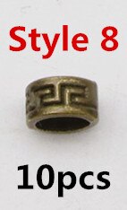 10 Stks/pak Brons Viking Verschillende 10 Stijlen Haar Vlecht Dread Baard Dreadlock Kralen Ringen Buis Voor Haar Accessoires: 10pcs Style 8