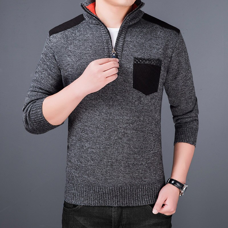 Liseaven herre tyk fleece sweater rullekrave vinter herre pullovere slim fit sweaters strik pull homme sweatere