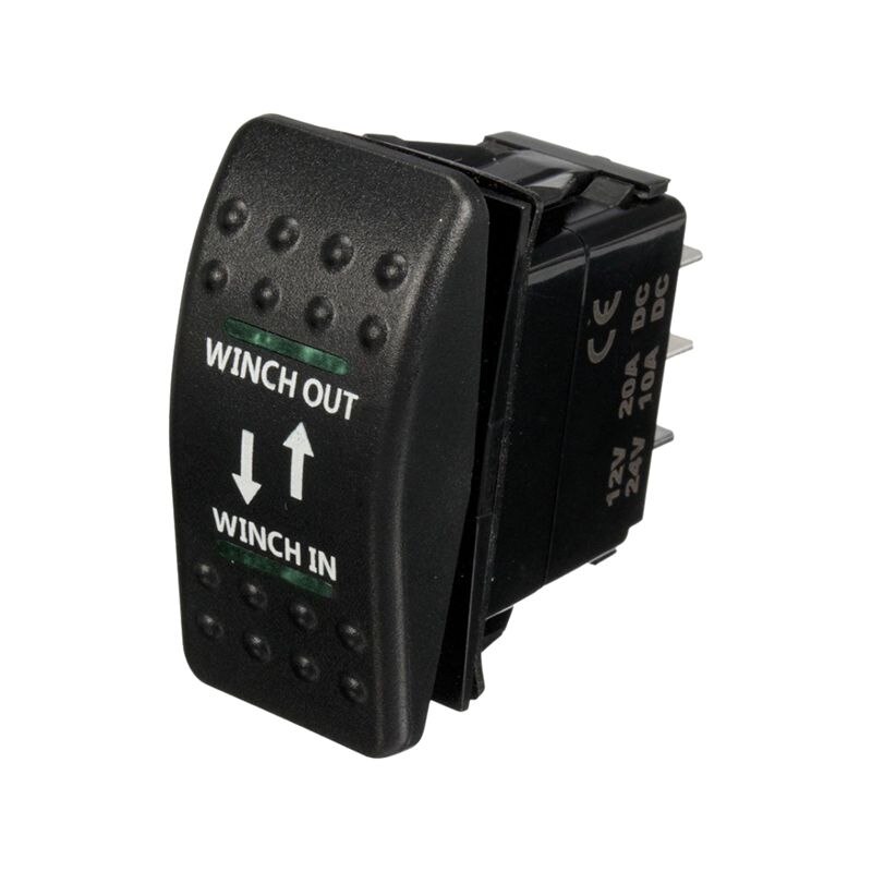 12V 20A Winch In Winch Out ON-OFF-ON Rocker Switch 7 Pin LED green: Default Title